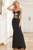 Load image into Gallery viewer, Mermaid Lace-Up Back Cut Out Black Long Prom Dress