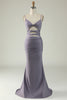 Load image into Gallery viewer, Mermaid Lace-Up Back Cut Out Black Long Prom Dress