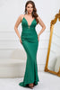 Load image into Gallery viewer, Deep V-Neck Mermaid Dark Green Long Prom Dress