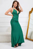 Load image into Gallery viewer, Deep V-Neck Mermaid Dark Green Long Prom Dress