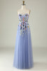 Load image into Gallery viewer, A-Line Strapless Lavender Long Prom Dress with Appliques