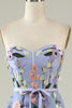 Load image into Gallery viewer, A-Line Strapless Lavender Long Prom Dress with Appliques