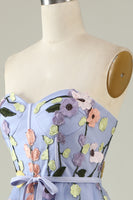 Load image into Gallery viewer, A-Line Strapless Lavender Long Prom Dress with Appliques