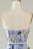 Load image into Gallery viewer, A-Line Strapless Lavender Long Prom Dress with Appliques