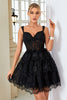 Load image into Gallery viewer, A Line Off the Shoulder Black Corset Homecoming Dress with Lace
