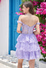 Load image into Gallery viewer, A Line Off the Shoulder Black Corset Homecoming Dress with Lace