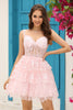 Load image into Gallery viewer, A Line Off the Shoulder Black Corset Homecoming Dress with Lace