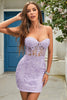 Load image into Gallery viewer, Black Corset Lace Tight Short Homecoming Dress