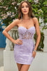 Load image into Gallery viewer, Black Corset Lace Tight Short Homecoming Dress