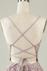 Load image into Gallery viewer, V-Neck Blush Beaded Short Prom Dress with Appliques