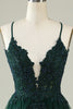 Load image into Gallery viewer, V-Neck Dark Green Beaded Short Prom Dress with Appliques