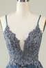 Load image into Gallery viewer, V-Neck Light Purple Beaded Short Prom Dress with Appliques