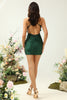 Load image into Gallery viewer, Halter Backless Dark Green Short Prom Dress with Beading