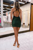 Load image into Gallery viewer, Backless Halter Dark Green Short Prom Dress with Beading