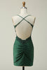 Load image into Gallery viewer, Halter Backless Dark Green Short Prom Dress with Beading