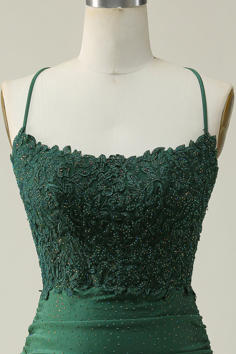 Load image into Gallery viewer, Halter Dark Green Short Prom Dress with Beading