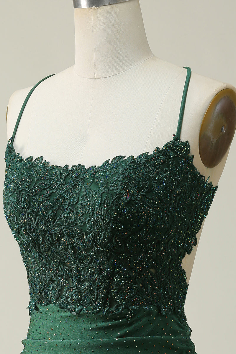 Load image into Gallery viewer, Halter Dark Green Short Prom Dress with Beading