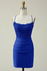 Load image into Gallery viewer, Halter Backless Dark Green Short Prom Dress with Beading