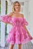 Load image into Gallery viewer, Blue Tulle Off The Shoulder Short Homecoming Dress