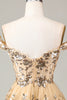 Load image into Gallery viewer, Glitter Golden Asymmetrical A-Line Short Lace Party Dress
