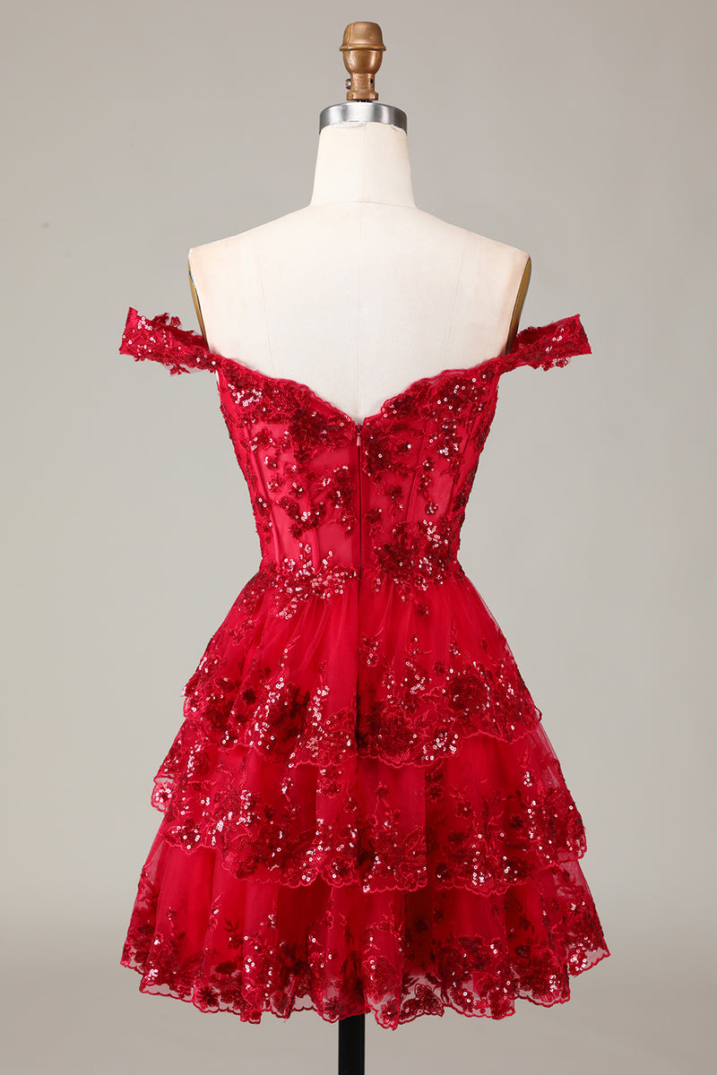 Load image into Gallery viewer, Glitter Golden Asymmetrical A-Line Short Lace Party Dress