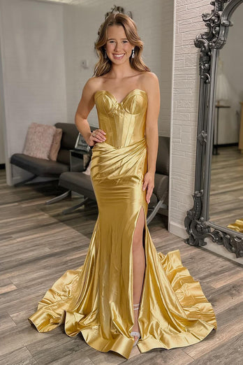 Fuchsia Mermaid Sweetheart Long Prom Dress with Slit
