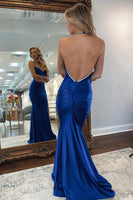Load image into Gallery viewer, Fuchsia Mermaid Halter Neck Backless Long Prom Dress