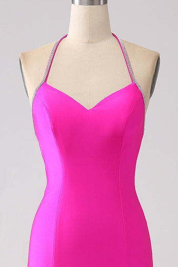 Lilac Mermaid Halter Neck Backless Long Prom Dress