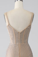 Load image into Gallery viewer, Sparkly Black Mermaid Spaghetti Straps Long Prom Dress with Slit