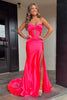 Load image into Gallery viewer, Sparkly Mermaid Hot Pink Corset Prom Dress with Slit
