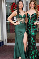 Load image into Gallery viewer, Mermaid Black Corset Prom Dress with Beading