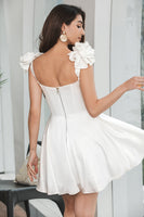 Load image into Gallery viewer, White A-Line Corset Short Graduation Dress with Ruffles
