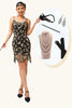 Load image into Gallery viewer, Sparkly Black Golden Short Spaghetti Straps Flapper Dress with 20s Accessories Set