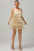Load image into Gallery viewer, Sparkly Golden Sequins Short Fringed Flapper Dress with 20s Accessories Set