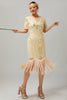 Load image into Gallery viewer, Sparkly Apricot Bodycon Fringed Flapper Dress with 20s Accessories Set