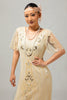 Load image into Gallery viewer, Sparkly Apricot Bodycon Fringed Flapper Dress with 20s Accessories Set
