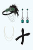 Load image into Gallery viewer, Sparkly Dark Green Sheath V-Neck Fringed Flapper Dress with 20s Accessories Set