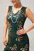 Load image into Gallery viewer, Sparkly Green Golden Fringed Sequins Sheath Short Flapper Dress with 20s Accessories Set
