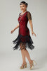 Load image into Gallery viewer, Sparkly Black Red Sequins Beaded Short Sleeves Flapper Dress with 20s Accessories Set