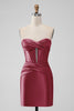 Load image into Gallery viewer, Dark Green Strapless Satin Bodycon Short Prom Dress
