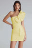 Load image into Gallery viewer, Ivory Satin One Shoulder Tight Short Bachelorette Party Dress with Ruffles