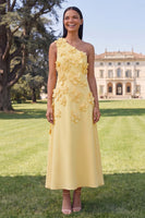 Load image into Gallery viewer, Hot Pink Floral One Shoulder A Line Maxi Formal Dress