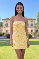 Load image into Gallery viewer, Red Strapless Short Floral Birthday Party Dress