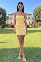 Load image into Gallery viewer, Red Strapless Short Floral Birthday Party Dress