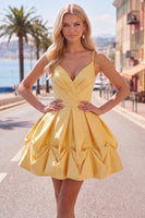 Load image into Gallery viewer, Pink Short Ruched Spaghetti Straps A Line Birthday Party Dress