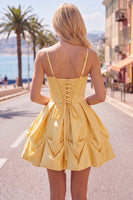 Load image into Gallery viewer, Pink Short Ruched Spaghetti Straps A Line Birthday Party Dress
