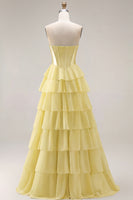 Load image into Gallery viewer, Pink Ruffled Sequin Long Corset Prom Dress with Bow