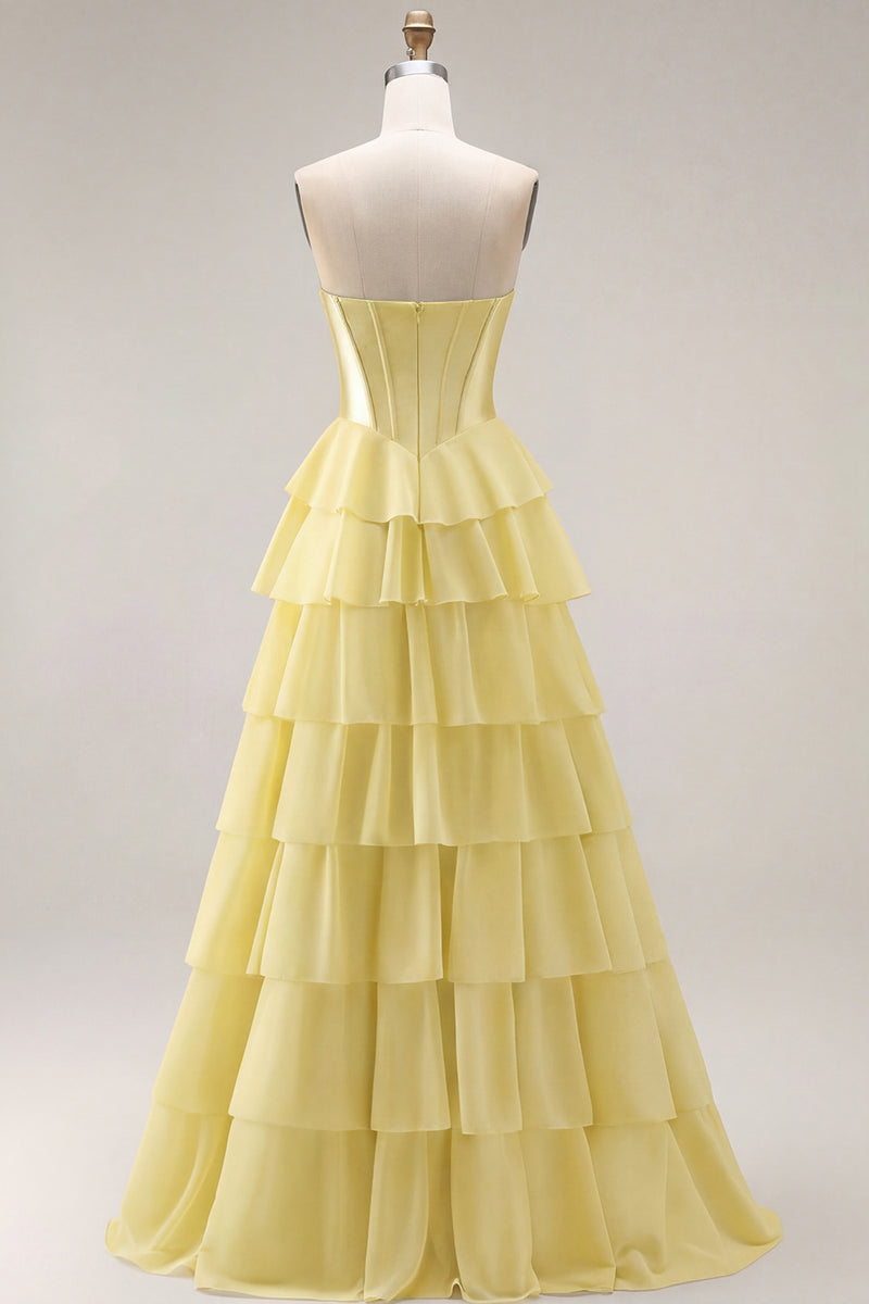 Load image into Gallery viewer, Pink Ruffled Sequin Long Corset Prom Dress with Bow