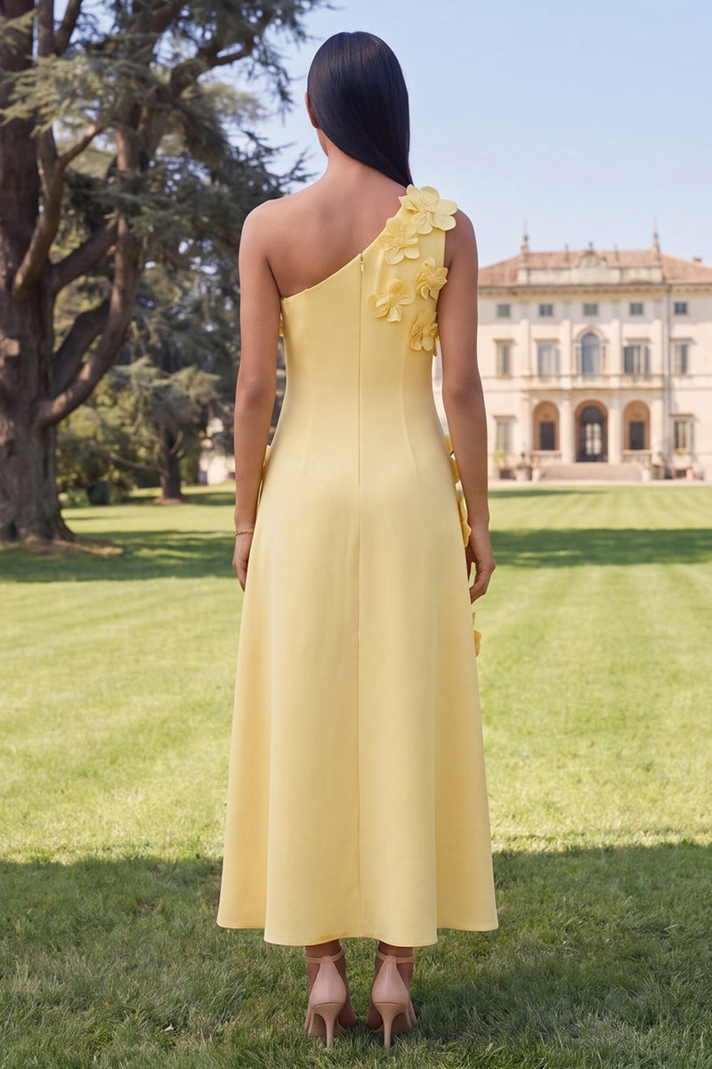 Load image into Gallery viewer, Hot Pink Floral One Shoulder A Line Maxi Formal Dress