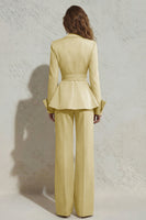 Load image into Gallery viewer, 2 Piece Ivory Peak Lapel Wide Leg Long Business Suits with Sash